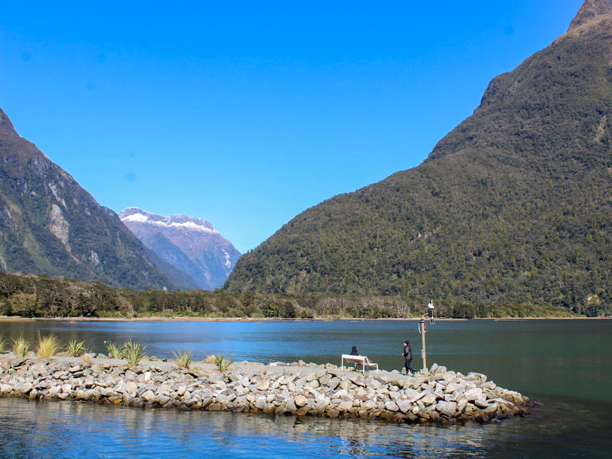 Views of bay and mountains at Freshwater Basin