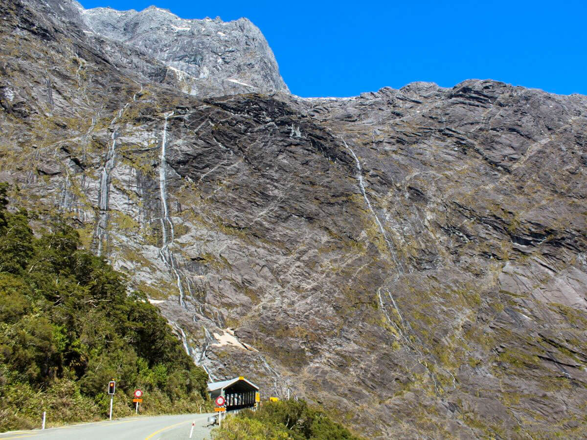 View of Homer Tunnel and mountains