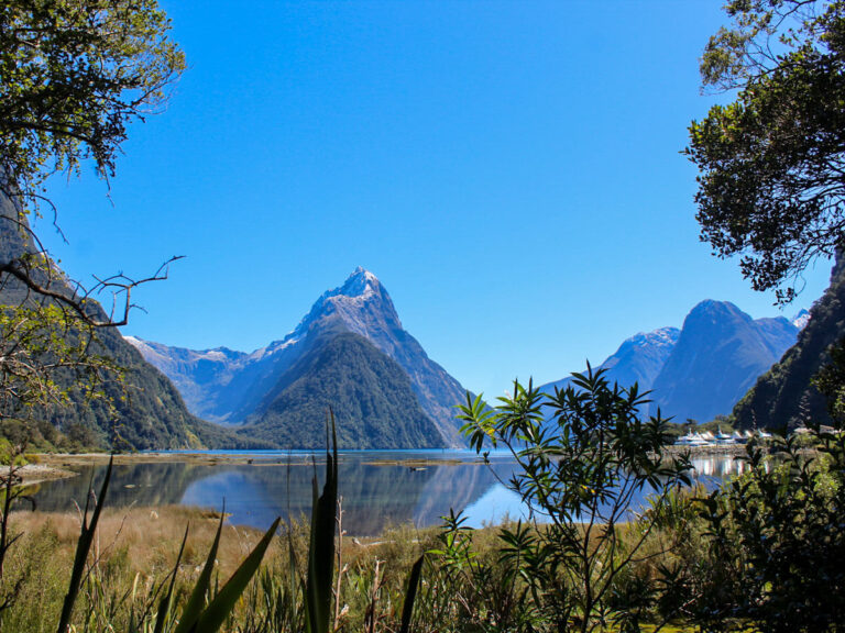 Mitre Peak view at Milford Sound New Zealand