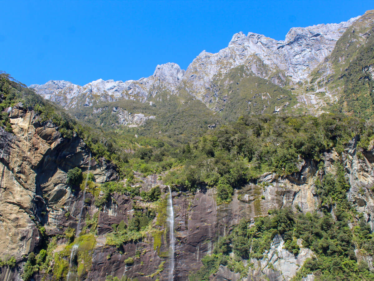Rocky cliff at Milford Sound New Zealand
