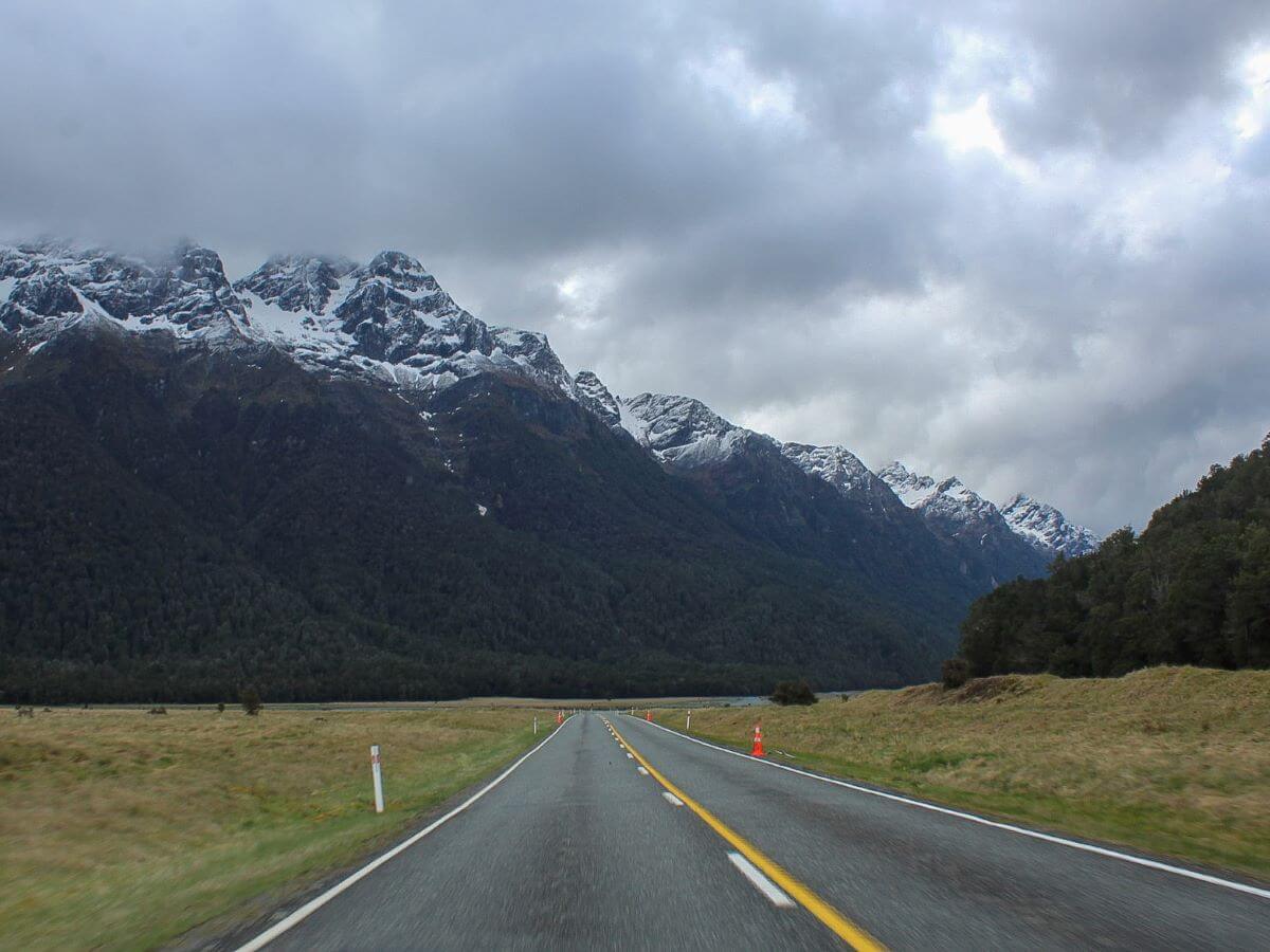 View of drive to Milford Sound New Zealand